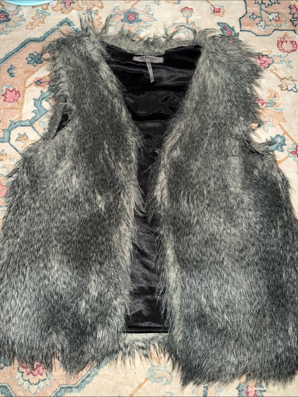 Buffalo David Bitton Gray Faux Fur Teddy Vest